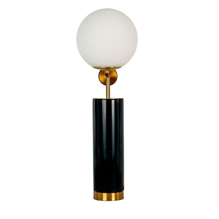 Lámpara de sobremesa cristal blanco y acero pulido dorado con base de mármol porcelánico 8094