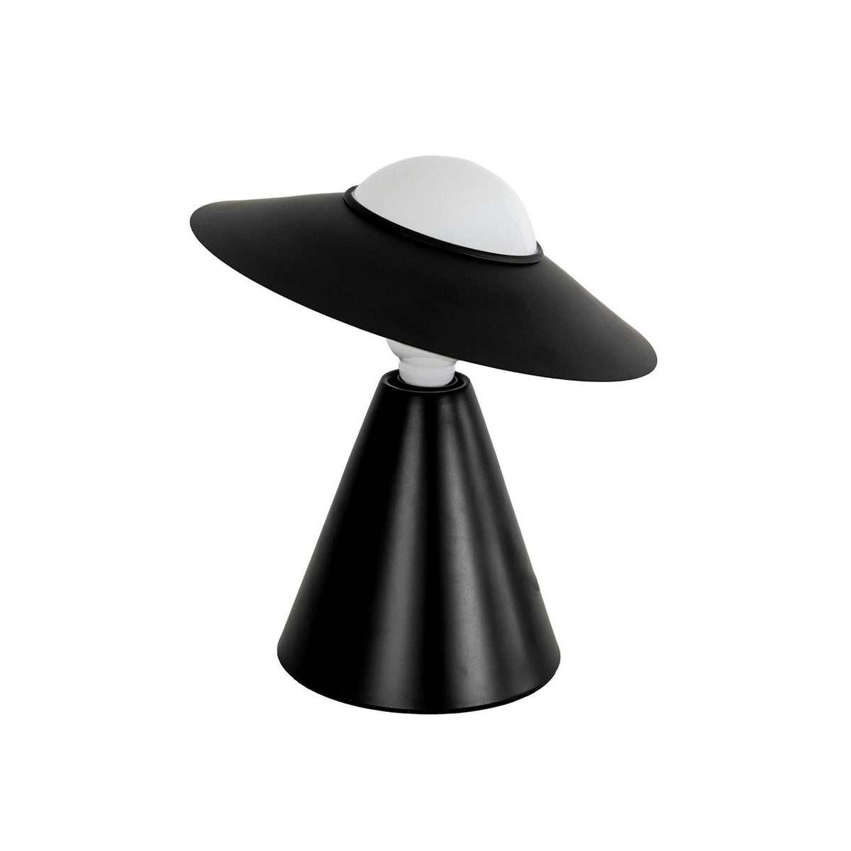 Lámpara de sobremesa cristal blanco y acero negro 8089