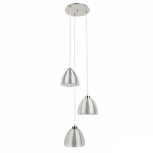 Lámpara colgante redonda de 3 luces — alambre de aluminio y vidrio