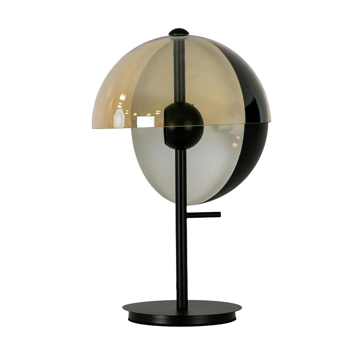 Lámpara de sobremesa cristal fumé ámbar y acero negro y blanco con base de acero negro 8112