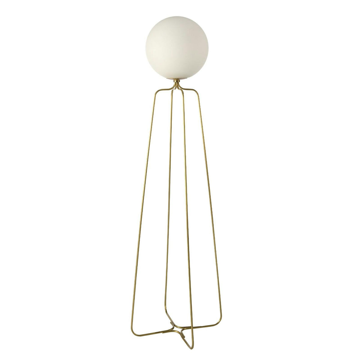 Lámpara de pie acero dorado y cristal blanco 8047