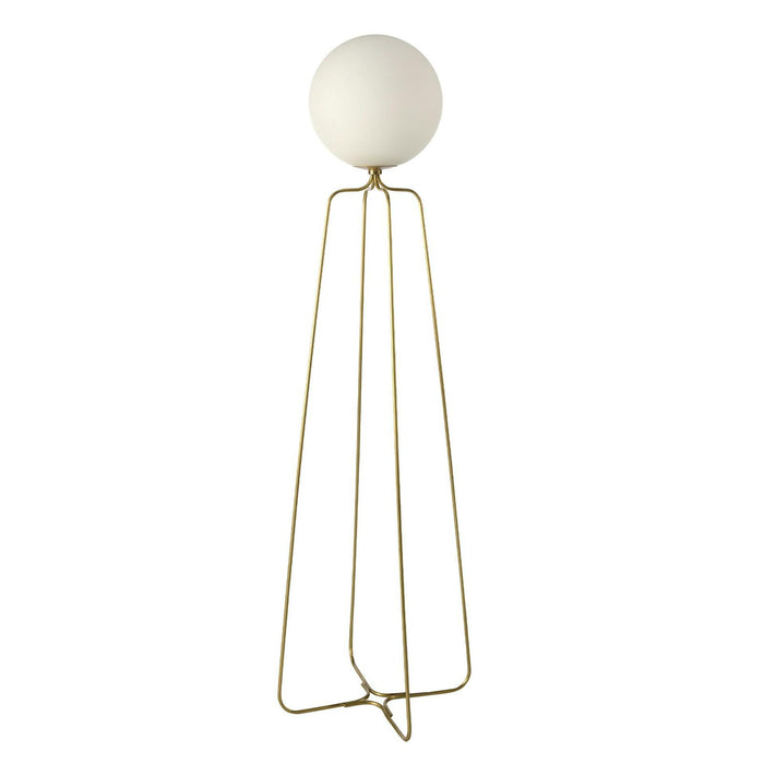 Lámpara de pie acero dorado y cristal blanco 8047