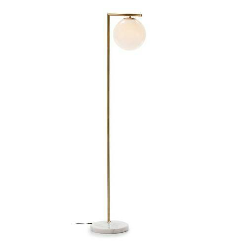 Lámpara de pie 32x28x163 Vidrio Blanco / Mármol Blanco / Metal Dorado