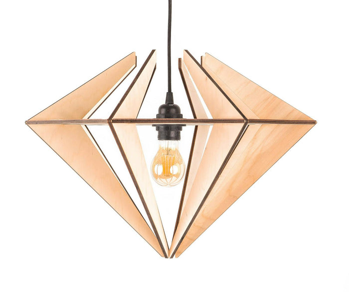 Lámpara de madera en forma de diamante de contrachapado — estilo escandinavo